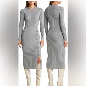Button Sweater Midi Dress